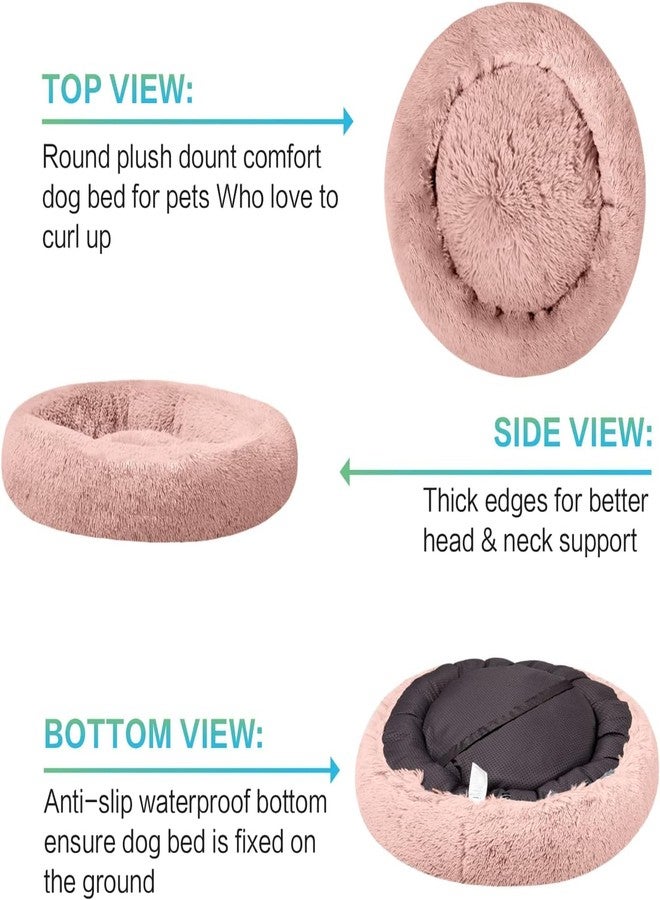 PAWSOME Plush Calming Dog Beds, Donut Dog Bed for Small Dogs, Medium, Large & X-Large, Comfy Cuddler Dog Bed and Cat Bed in Faux Fur (Pink, XXL) - Image 4